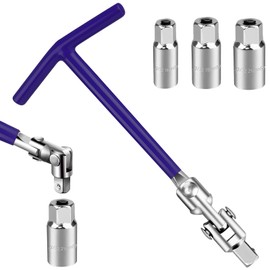 shallyong Spark Plug Wrench, Spark Plug Wrench Universal 16 mm, 18 mm, 21 mm, T-Handle Spark Plug Wrench Set, Spark Plug Tool Set for Cars and Motorcycles (Blue)