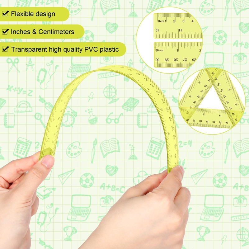 Zonon 2 Pack 12'' Plastic Ruler and 6'' Plastic Protractor