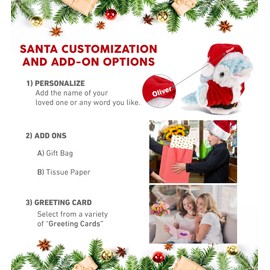 DolliBu Santa Dolphin Stuffed Animal Plush Hand Puppet - Super Soft Ocean Life Animal Dress Up with Red Santa Claus Outfit, Perfect Holiday with Name Personalization - 12 Inch