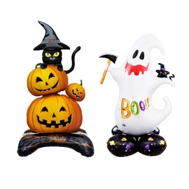 DFsucces Halloween Balloons 2 Pcs Halloween Decoration Balloons Pumpkin Ghost Figurine Indoor Outdoor Garden Home Decoration Prop Party Decoration
