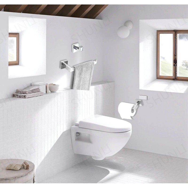 SHUNLI Chrome Bathroom Accessories Set - Hand Towel Rail Toilet