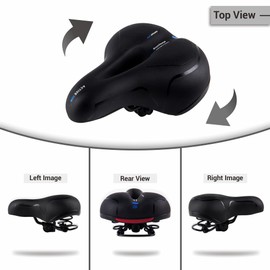 BWBIKE Wide Soft Flexible Bicycle Saddle Shockproof Design Extra Comfort Fit Mountain Bike Folding Road Bike Exercise Bike (Black/Blue 892)