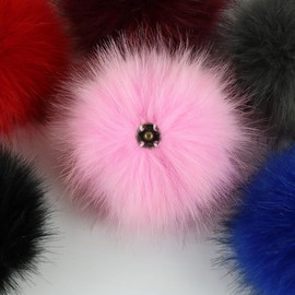 Pack of 10 10 cm Faux Fur Pompom Fur Pompoms with Press Button Large Faux Fur Pompom Pom Ball for Hats Beanies Bag Christmas Decoration Knitted Hats Clothing Accessories - Light Coffee