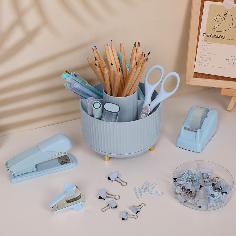 SKYDUE Desk Organizers and Accessories 10Pcs, 360-Degree Rotating Pen Holder,
