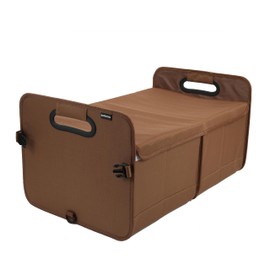 austoces Car Trunk Organizer With Soft Cover and Storage Bin Essentials Collapsible Organization Accessories for SUV/Sedan Brown