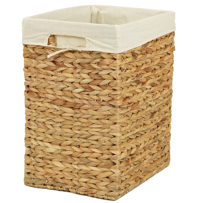 Handmade Rectangular Water Hyacinth Wicker Laundry Hamper with Lid Natural,