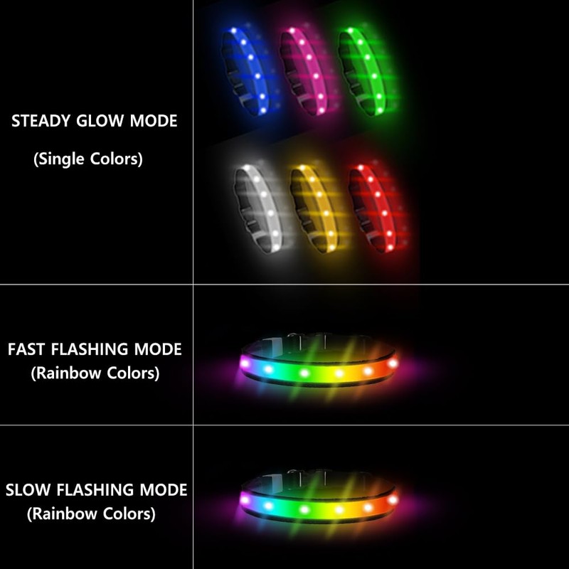 TRIPOLACO Light Up Dog Collar - Multicolor LED Dog Collar