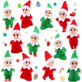 Restroma 12 Pcs Xmas Baby Dolls Elf Mini Christmas Elf Dolls Small Baby Elves for Christmas New Year Decoration Brithday Gifts, 4 Styles