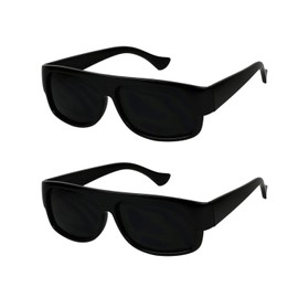 ShadyVEU Rectangular Dark Lens Sunglasses UV Protection Spring Hinge Classic Eazy E Old School Flat Top (2-Pack Black, 141)