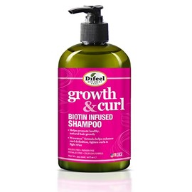 Difeel Champú Biotina Crecimiento y Curl 12 oz. - Champú para cabello rizado, sin fragancia, para el crecimiento del cabello y rizos naturales