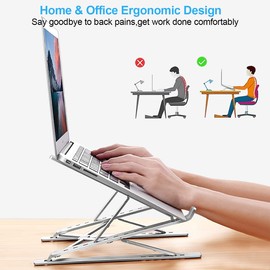 Laptop Stand for Desk，Stable Ergonomic Aluminum Computer Riser Cooling Stand for Mac MacBook Pro/MacBook Pro Air,HP, Dell, More PC Notebook - 12 13 15 16.2 inch (Silver)
