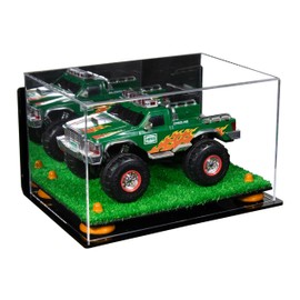 Better Display Cases Acrylic Versatile Display Case - Medium Rectangle Box with Mirror Case, Orange Risers, Wall Mount and Turf Base 12" x 8.25" x 7.25" (A018/V40)