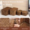 GUSHBIN Handwoven Seagrass Basket Wicker Shelf Basket with Lid Rectangular