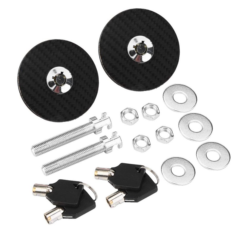 Quick Release, KIMISS 2Pcs Universal Carbon Style Bonnet Cover Lock
