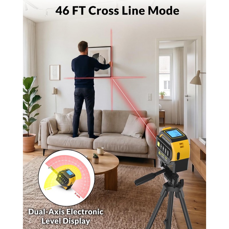 TEPU Laser Tape Measure 4-in-1, 197FT Laser Distance Meter with