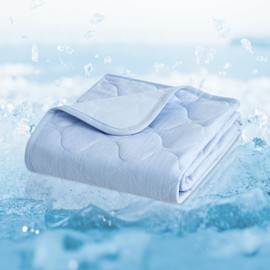 Cozy Bliss Leakproof Cooling Blanket for Small Dogs – Q-Max>0.4, Durable & Washable Dog Cooling Mat for Hot Weather, Soft Pet Throw & Couch Protector for Puppies & Cats, 25x35 Inch, Heather Cool Blue