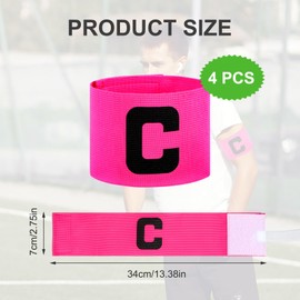 Xthrotsenk Pack of 4 Captain's Armband Captain Play Football Armband Adjustable Captain Bind Basketball Player Elastic Captain Bracelets for Many Sports Training, Pink