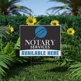 Notary Services, Notary Public, V1 18x24" Yard Sign (Outdoor, Weatherproof Corrugated Plastic) Metal Stake Included, by Moonlight4225