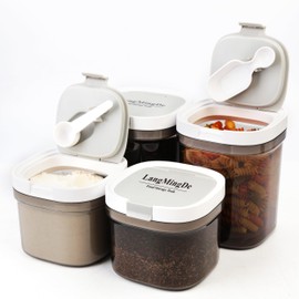 LANGMINGDE 4PCS Coffee Storage Containers, BPA Free Plastic Kitchen Canisters Set for Ground Coffee, Spices, Herbs, Candy, Snacks, FA-G310074