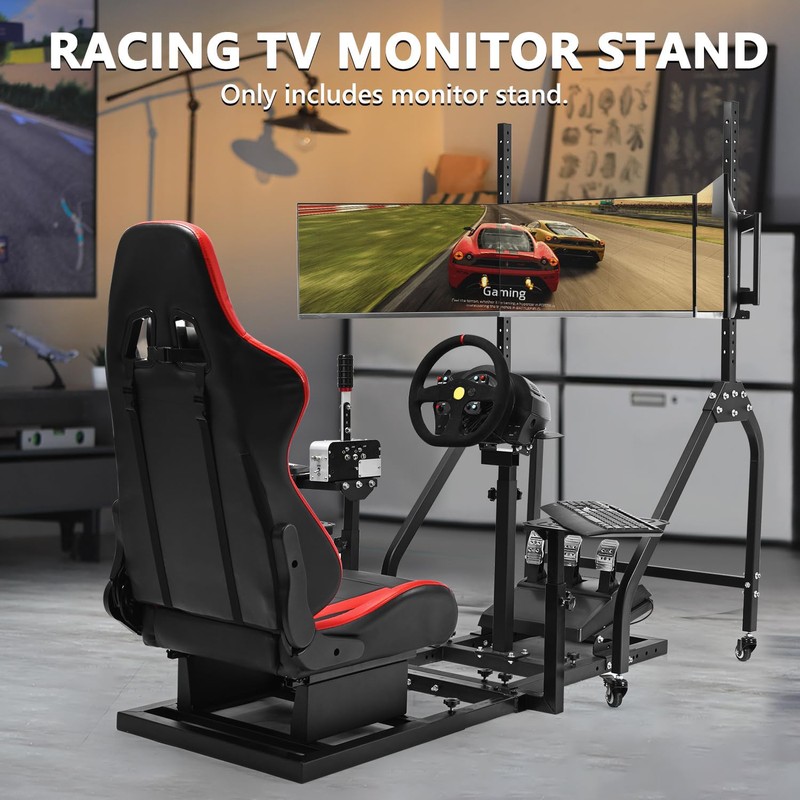 Marada Sim Racing Triple Monitor Stand with Wheels for 27-32