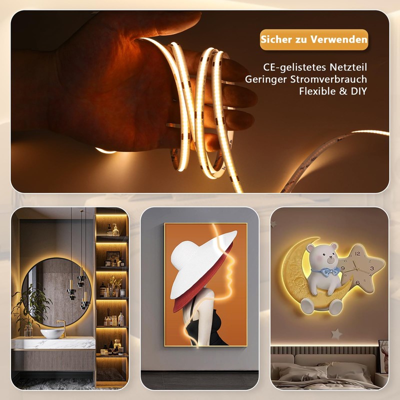 COB LED Strip 10 m Warm White, LED Strip 3000