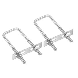 PATIKIL M10x70x100mm Square U-Bolts Kit, 2Set 304 Stainless Steel Square U Shaped Bolts Replacement Parts with Frame Plates and Nuts for Ski Board Sailboat Trailer