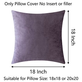 Demetex Lilac Cushion Covers 45cm x 45cm Modern Velvet Throw Pillow Covers Decorative Purple Cushion Cases for Bedroom Couch Bench Chair, 45x45 cm, Set of 2, Lavender