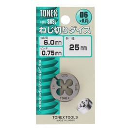 Sankyo Corporation TONEX Threading Dice, Outer Diameter 1.0 inches (25 mm), Thread Diameter 0.24 inches (6.0 mm) x Pitch 0.03 inches (0.75 mm), D6 x 0.03 inches (0.75 mm)