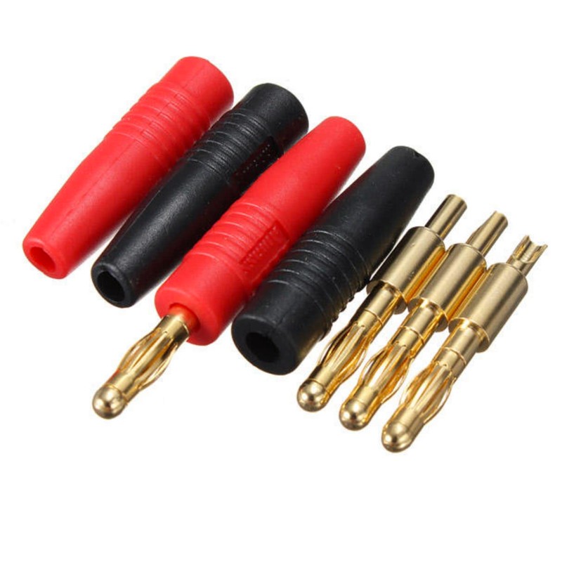 VUNIVERSUM 3 Pairs (6 Pieces) 4 mm Banana Plug Gold