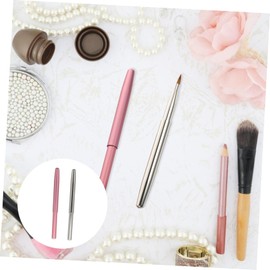 Minkissy 4pcs Girls Lid Makeup Fiber Eyebrow Lips Makeup Brush Smooth Handle for Lipstick Lip Balm Eye Cosmetics Brow Powder