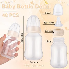 SiliFine 48 Pcs Baby Shower Favors Party Game Mini Baby Bottles Gift Sets for Baby Shower Boy Girl Gender Reveal Birthday Party Supplies Gift (Beige)