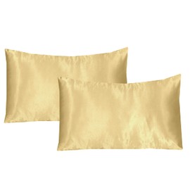 My home store Gold Silk Pillowcase 2 Pack - Hypoallergenic, Soft and Smooth Natural Satin Pillowcases Standard Size 50x75 cm