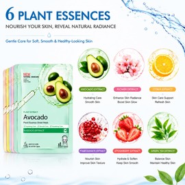 18PCS Face Masks Skincare,Hydrating Sheet Face Masks Skincare for Women
