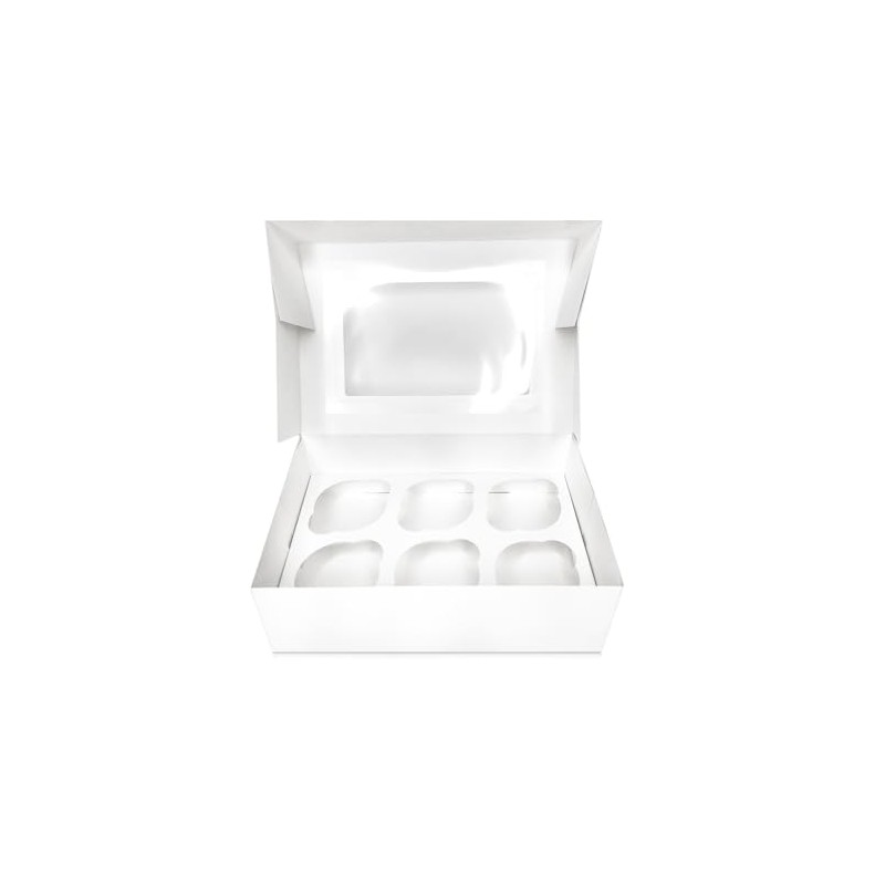 FALGUN 10 x Premium White 6 Hole Cavity Cupcake Boxes