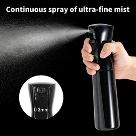Haarsprühflasche, 300ML, Nachfüllbar, Feiner Sprühnebel, Ultrafeiner Kontinuierlicher Wassernebel, für Salon, Gartenarbeit, Pflanzen und Hautpflege (Schwarz)