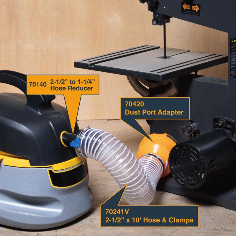 POWERTEC 70140 2-1/2” to 1-1/4” Hose Reducer – Conversion Unit