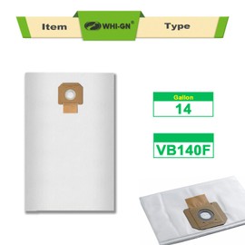 WHI-GN Replacement for BOSCH Bags, VB140F Fleece Filter Bags, compatible with BOSCH 14 Gallon Dust Extractors VAC140 (6 Pack)