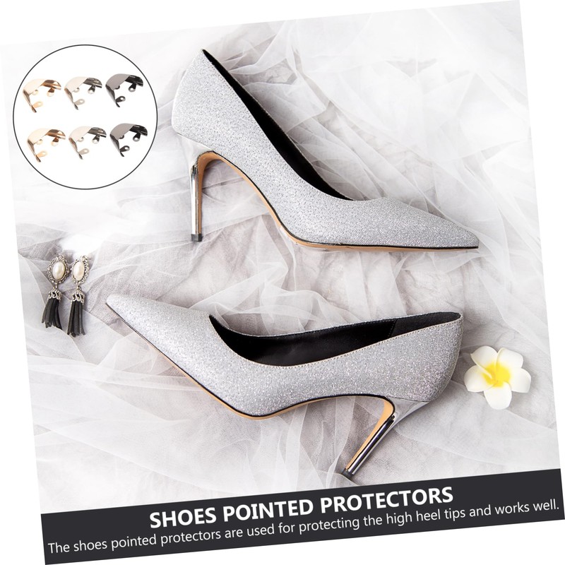 Abaodam 3 Pairs Metal High Heel Protectors Pointed Toe Caps