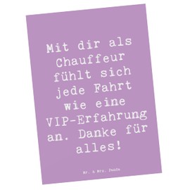 Mr. & Mrs. Panda Postcard Saying VIP Chauffeur - Gift, Effort, Punctual, Thank You, Invitation Birthday, Goal, Attention, Say Thank You