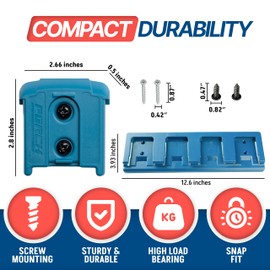 PERCH 4 Pack BOSCH Tool Holder with 4 Pack BOSCH Battery Holder for BOSCH 18V Tools and BOSCH 18V Battery