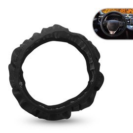 Sumjig1 PC Car Steering Wheel Cover, 14.96 Inches Stretch Fiber Leather Protective Cover Without Rubber Ring, Non-Slip Breathable Interior Accessories, Universal for Most Cars (Black)