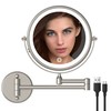 WZRUA Rechargeable Makeup Mirror Wall Mounted with Double Side 1X/10X