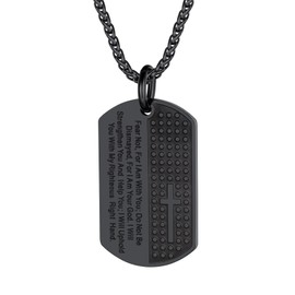 Richsteel Black Cross Dog Tag Necklace for Men Bible Cross Tags Pendant with Chain Military Jewelry Gift for Him