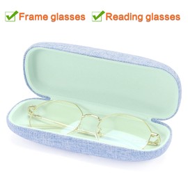 Vemiss Hard Shell Eyeglasses Case Soft Linen Fabrics Portable Glasses Sunglasses Box (Medium, Blue)