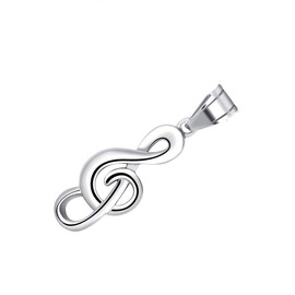 PAURO Men's Women's Stainless Steel Hip Hop Musical Note Charm Pendant Necklace Gift for Music Lovers Silver without Chain