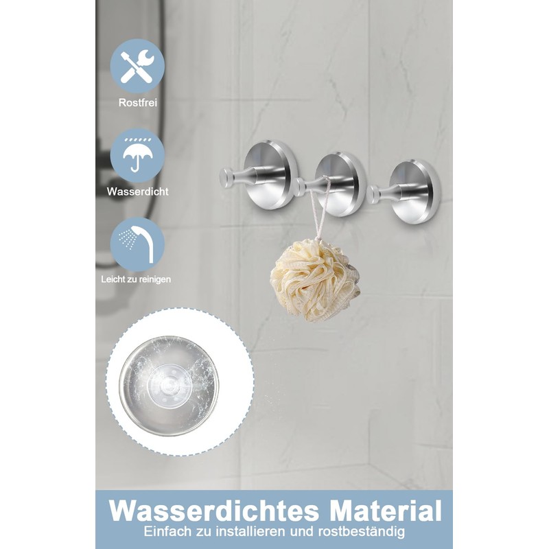 Fosoloni Suction Cup Hooks, Pack of 4 Towel Holders, No