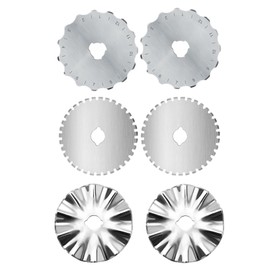 Pinking Rotary Blades Refill 45mm Crochet Edge Rotary Cutter Blades, Crochet Edge Skip Stitch Rotary Blades Fits Fiskars OLFA, Perforating Rotary Replacement Blade,Fabric Cutting Blades Refill,6 Pack