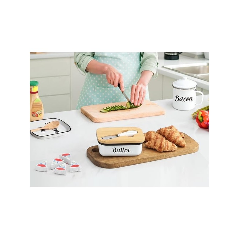 Landneoo Butter Dish With Lid And Butter Curler Knife -