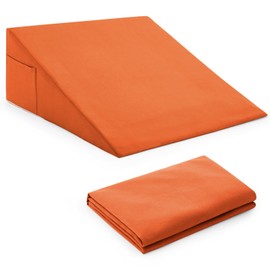 Horbaunal Burnt Orange Bed Wedge Pillow Cover with Zipper Design, Wedge Pillowcase Protector with Side Pocket for Storage, 26" L x 25" W x 7.5" H(Pillow Not Include)