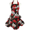 TLY Womens Cute Floral Skull Skirt Canvas Apron Halter Tie